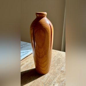 Vintage Hand Carved Wood Vase